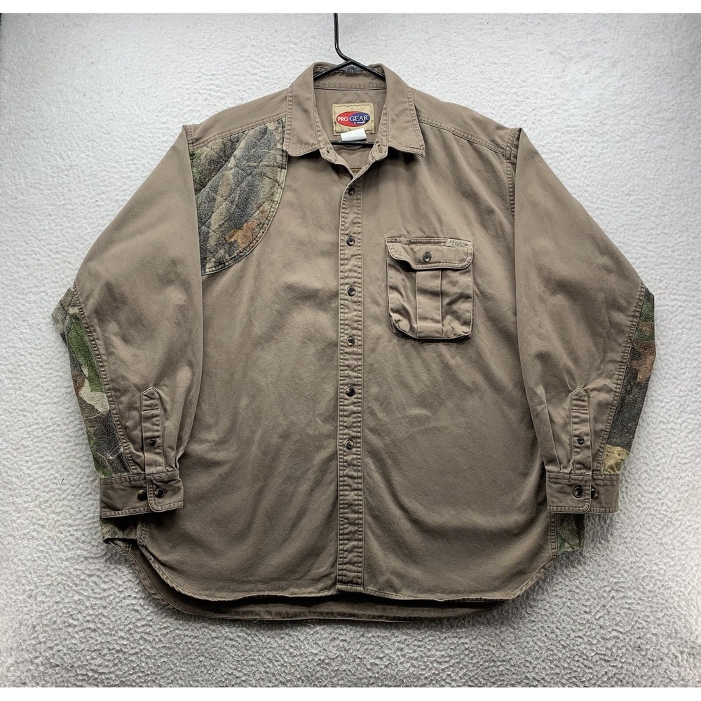 Wrangler Pro Gear Shooting Shirt Mens XXL 2XL Brown Realtree Hardwoods Hunting